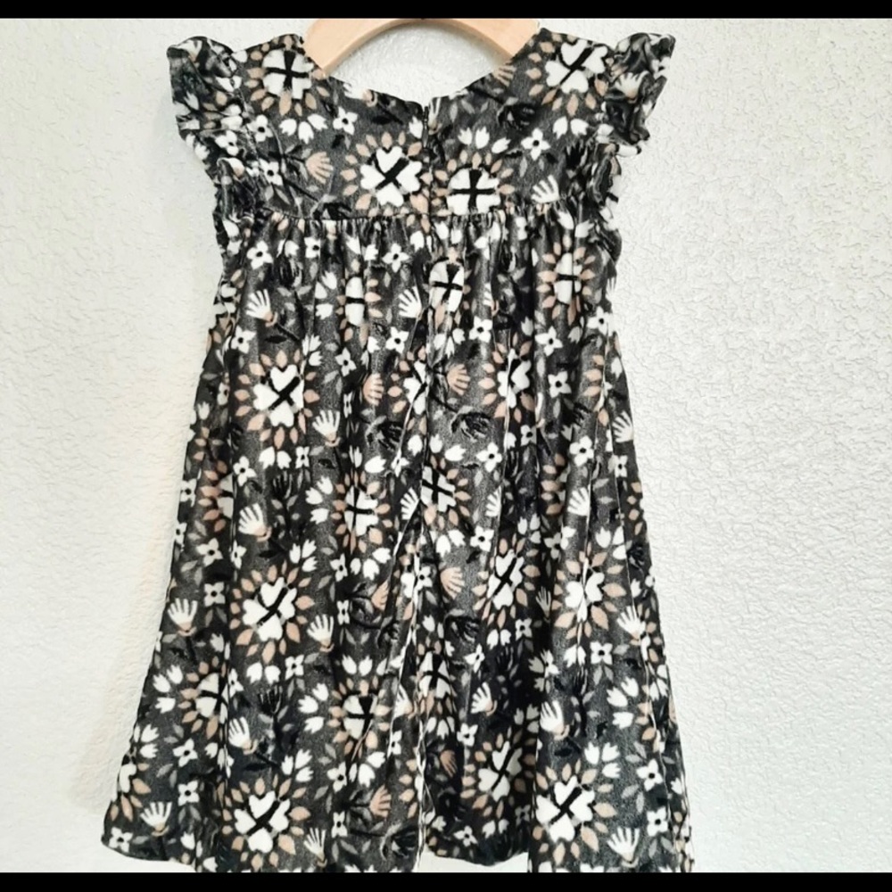 Gymboree velour velvet Black and Tan floral cute dress 2T